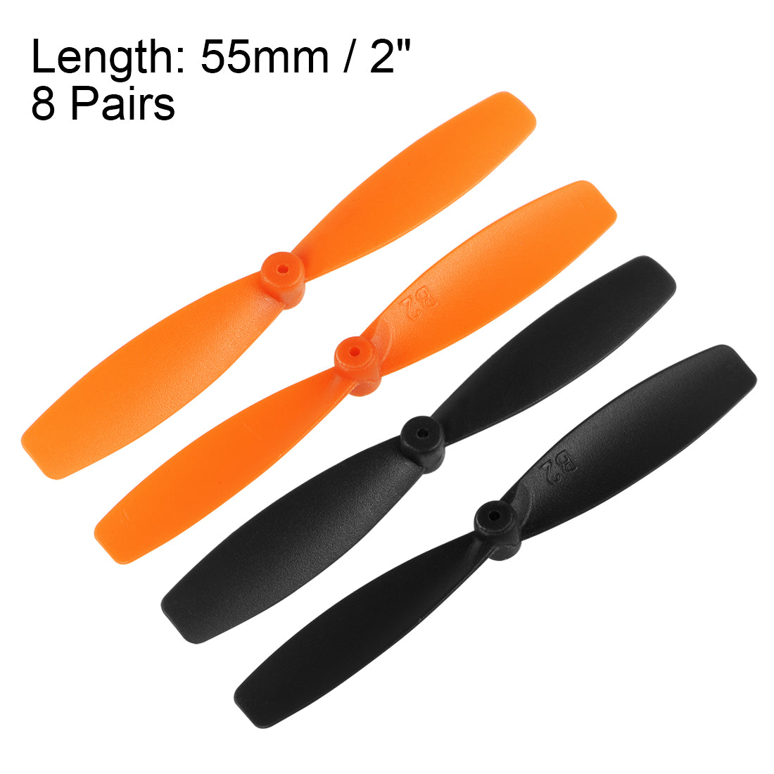 uxcell Uxcell RC Propellers 55mm CW CCW 2-Vane Main Rotors Black Orange 8 Pairs