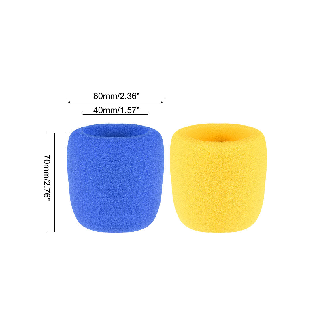 uxcell Uxcell 2PCS Thicken Sponge Foam Mic Cover Handheld Microphone Windscreen Blue Yellow for KTV