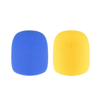 Harfington Uxcell 2PCS Thicken Sponge Foam Mic Cover Handheld Microphone Windscreen Blue Yellow for KTV
