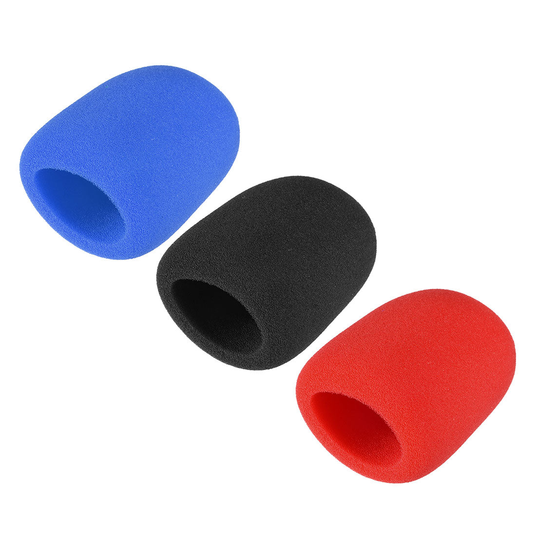 uxcell Uxcell 3PCS Thicken Sponge Foam Mic Cover Handheld Microphone Windscreen Black Red Blue for KTV