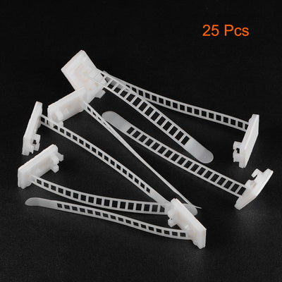 Harfington Uxcell Adjustable Self Adhesive Cable Clips Wire Organizer w Optional Screw Mount for Electric Wiring Fasten Cable Tie 91x8mm White 25pcs