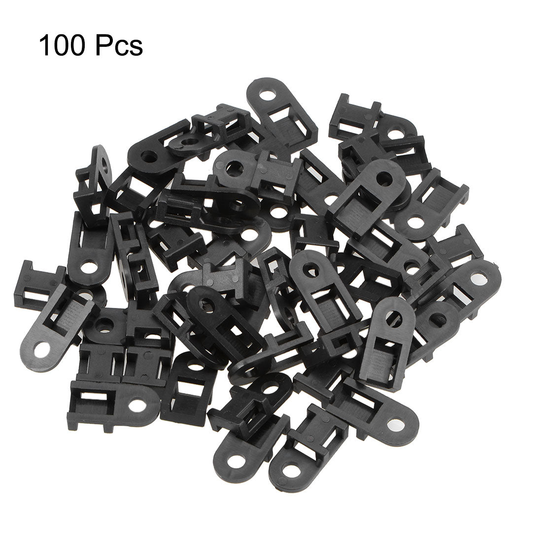 uxcell Uxcell Cable Tie Base Saddle Type Mount Wire Holder Permanently Anchor To Wall Desk 19.6x9.5x5mm Black 100pcs