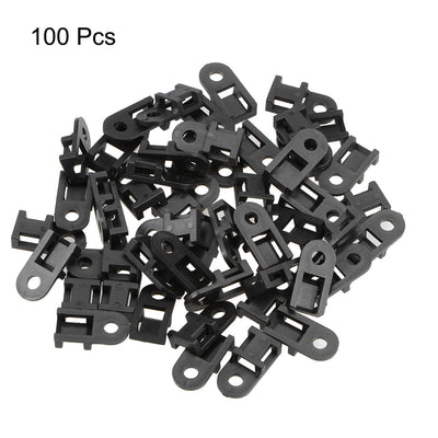 Harfington Uxcell Cable Tie Base Saddle Type Mount Wire Holder Permanently Anchor To Wall Desk 19.6x9.5x5mm Black 100pcs