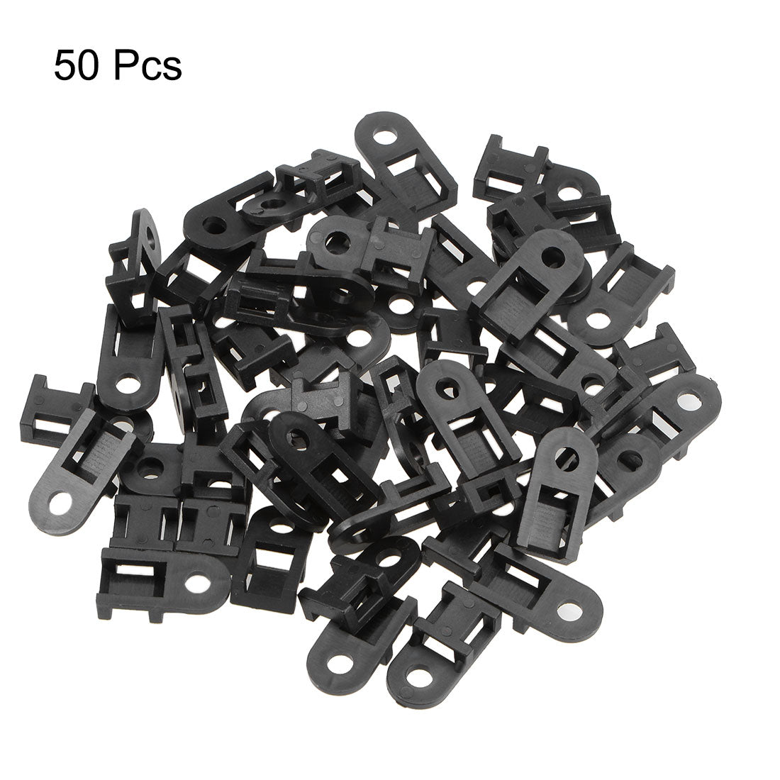 uxcell Uxcell Cable Tie Base Saddle Type Mount Wire Holder Permanently Anchor To Wall Desk 19.6x9.5x5mm Black 50pcs