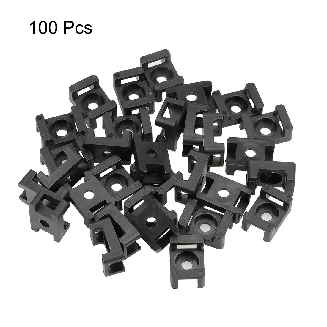 uxcell Uxcell Cable Tie Base Saddle Type Mount Wire Holder Permanently Anchor To Wall Desk 23x16x10mm Black 5mm Hole 100pcs