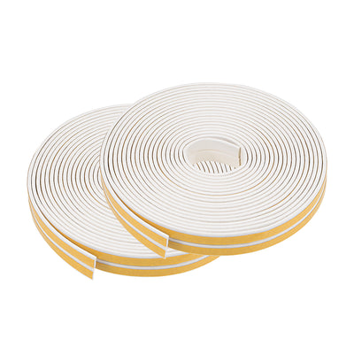 Harfington Uxcell Foam Tape Adhesive Weather Stripping 9mm Wide 2mm Thick, 5 Meters  White, 2Pcs