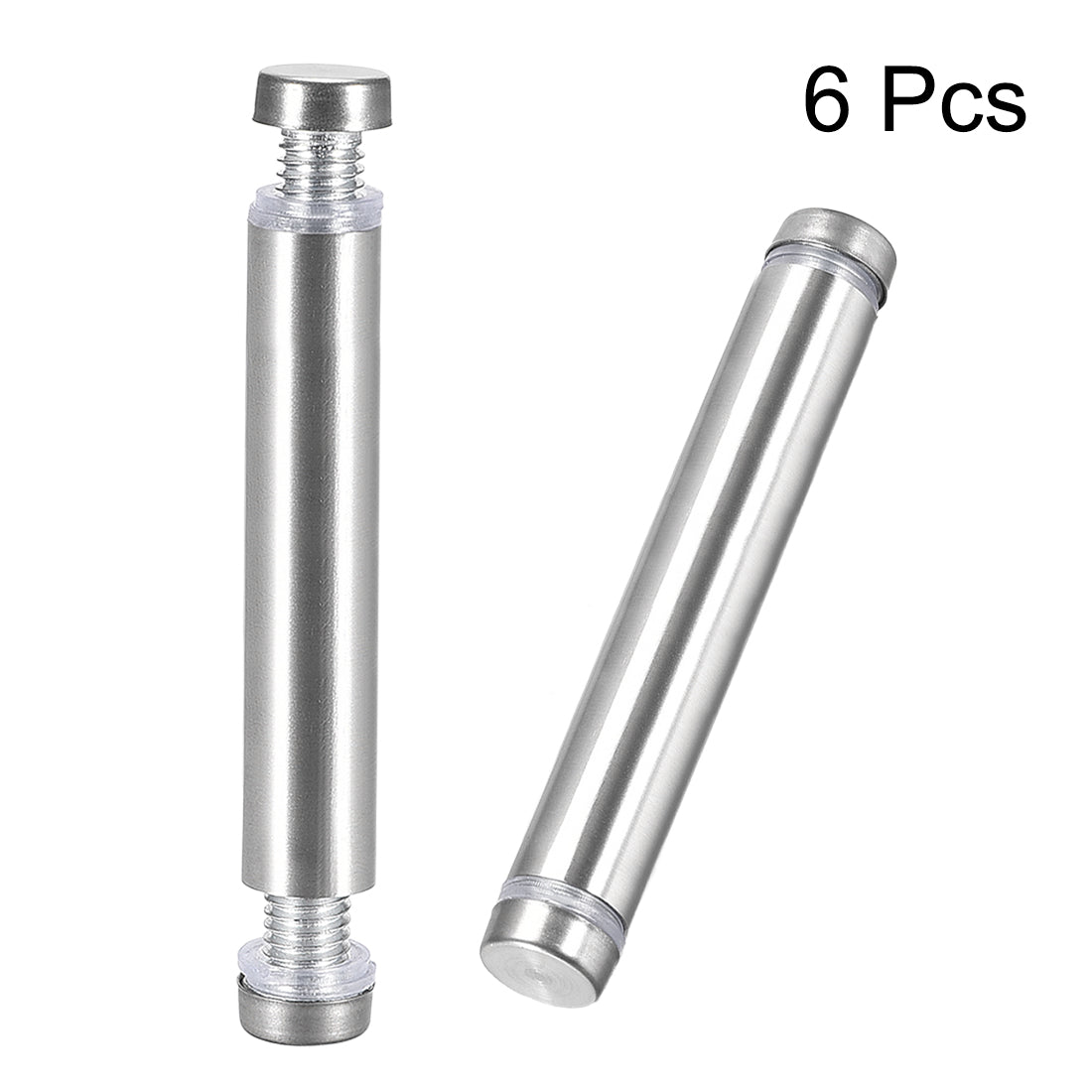 uxcell Uxcell Glass Standoff Double Head Stainless Steel Standoff Holder 12mm x 74mm 6 Pcs