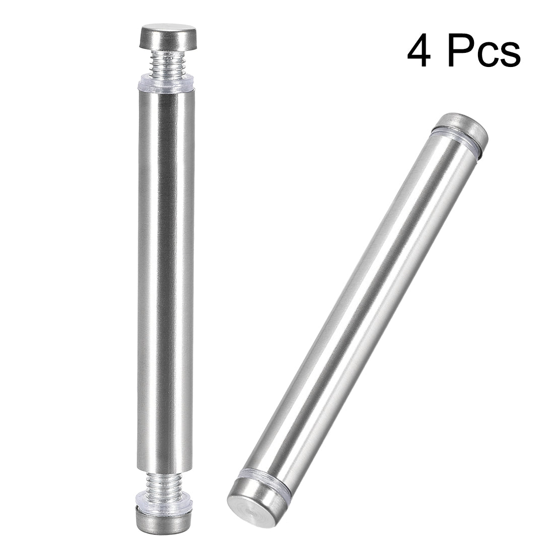 uxcell Uxcell Glass Standoff Double Head Stainless Steel Standoff Holder 12mm x 94mm 4 Pcs