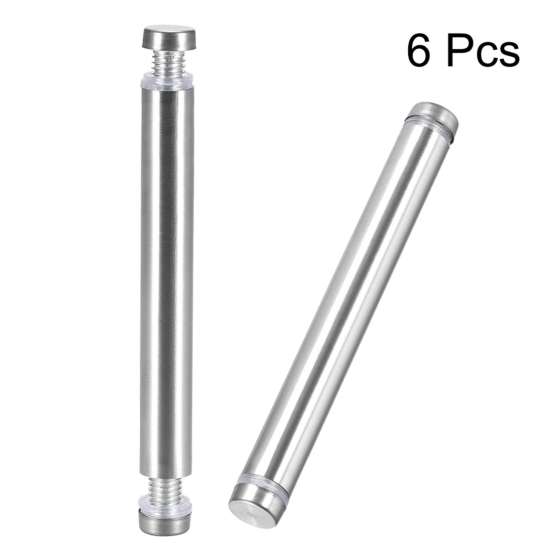 uxcell Uxcell Glass Standoff Double Head Stainless Steel Standoff Holder 12mm x 104mm 6 Pcs