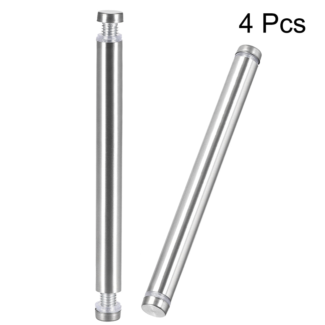 uxcell Uxcell Glass Standoff Double Head Stainless Steel Standoff Holder 12mm x 134mm 4 Pcs