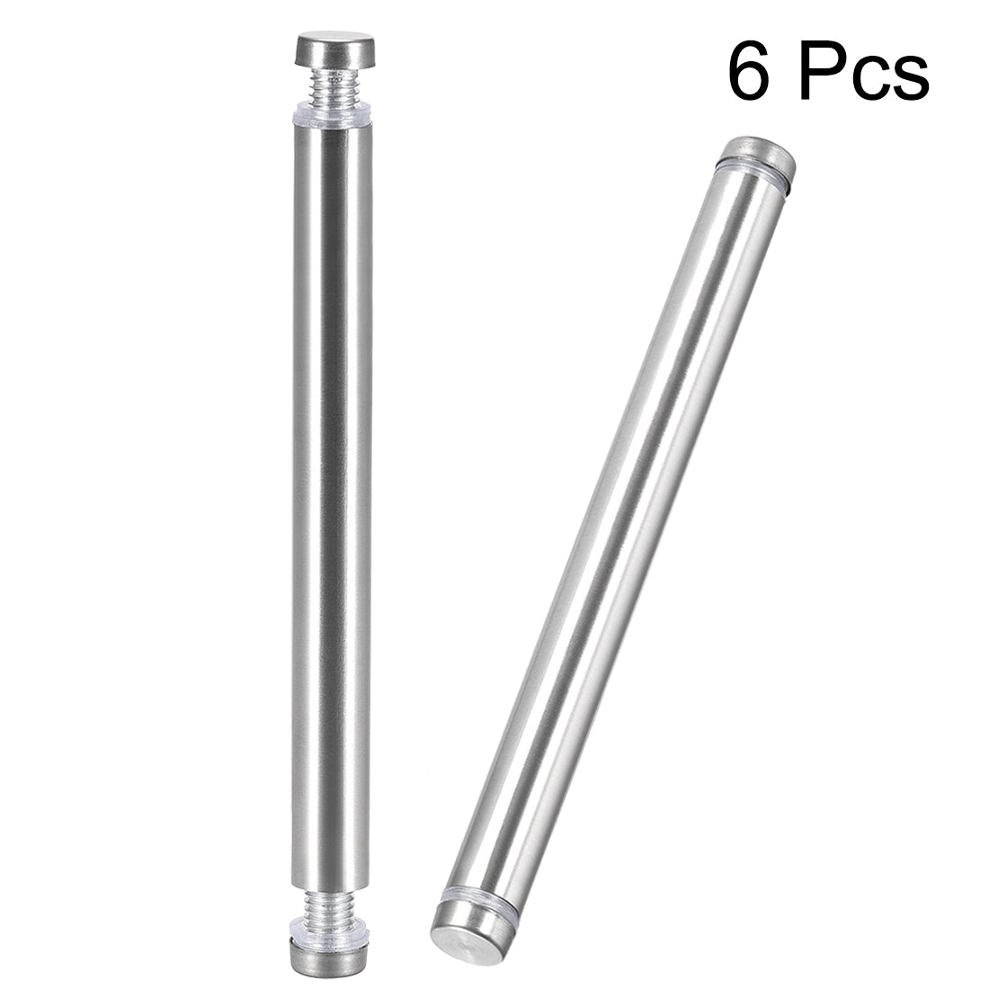 uxcell Uxcell Glass Standoff Double Head Stainless Steel Standoff Holder 12mm x 134mm 6 Pcs
