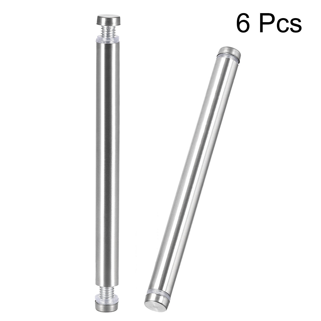uxcell Uxcell Glass Standoff Double Head Stainless Steel Standoff Holder 12mm x 144mm 6 Pcs