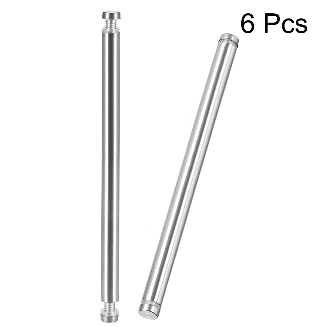 uxcell Uxcell Glass Standoff Double Head Stainless Steel Standoff Holder 12mm x 204mm 6 Pcs