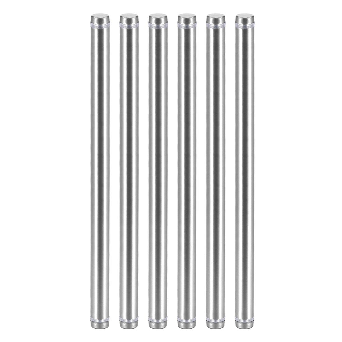 uxcell Uxcell Glass Standoff Double Head Stainless Steel Standoff Holder 12mm x 204mm 6 Pcs