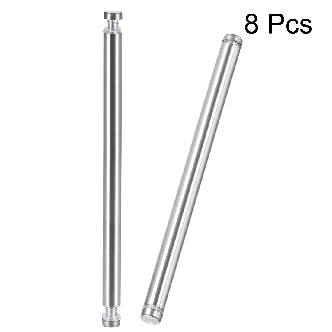 uxcell Uxcell Glass Standoff Double Head Stainless Steel Standoff Holder 12mm x 204mm 8 Pcs