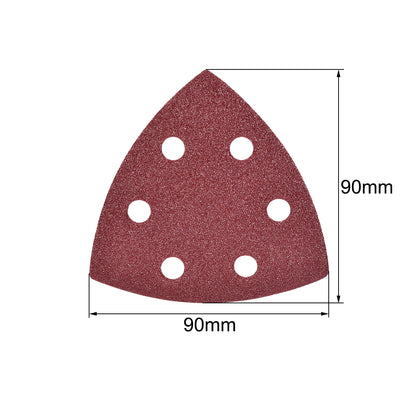 Harfington Uxcell 15pcs Triangle Detail Sander Sandpaper Sanding Paper Sander Pads Sheet Assorted 6 Hole 180/240/320 Grits