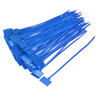 Harfington Uxcell Cable Zip Ties 6 Inch Label Tag Mark Self-Locking Nylon Wire Strap Blue 50pcs