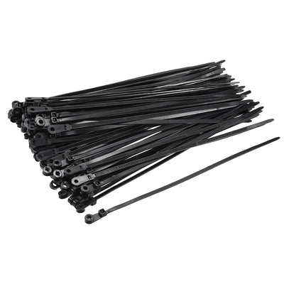 Harfington Uxcell Mount Head Cable Zip Ties 10 Inch Screw Hole Nylon Wire Strap Black 120pcs