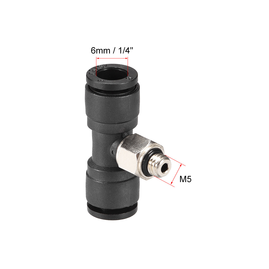 uxcell Uxcell Plastic Tee Push To Connect Tube Fittings 6mm x M5 Male Thread Push Lock 2pcs
