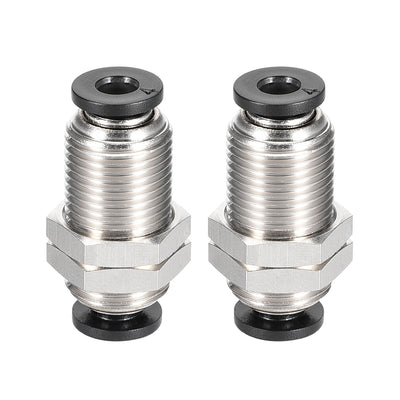 uxcell Uxcell Straight Pneumatic Push to Quick Connect Fittings Bulkhead Union 4mm Tube OD X 4mm Tube OD 2pcs