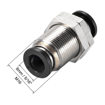 Harfington Uxcell Straight Pneumatic Push to Quick Connect Fittings Bulkhead Union 8mm Tube OD X 8mm Tube OD 2pcs