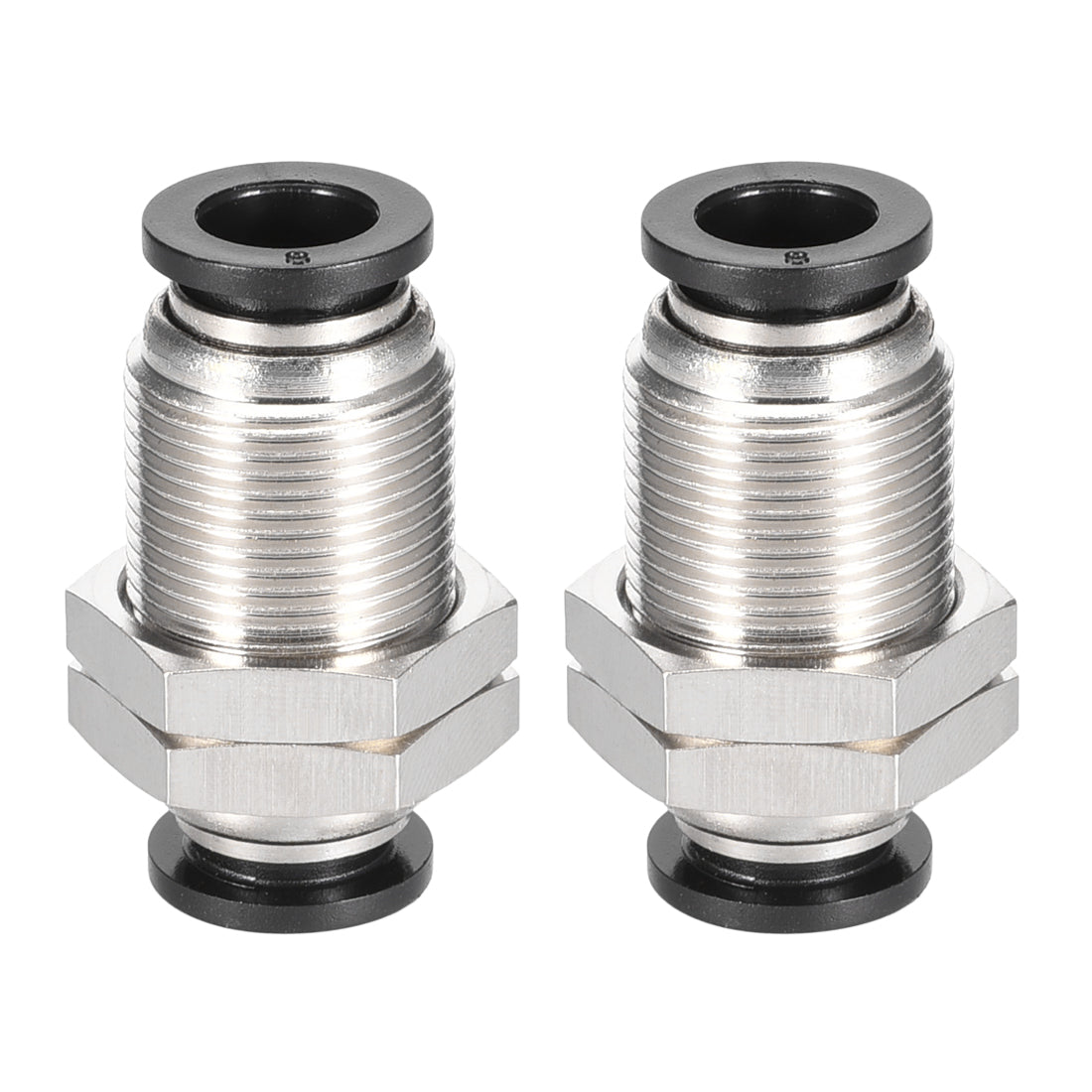 uxcell Uxcell Straight Pneumatic Push to Quick Connect Fittings Bulkhead Union 8mm Tube OD X 8mm Tube OD 2pcs