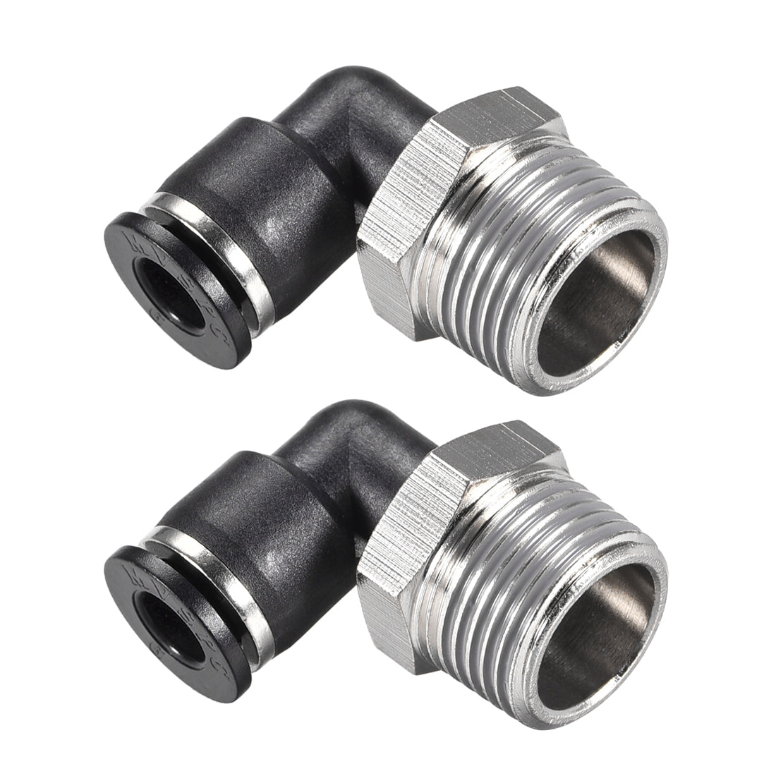 uxcell Uxcell Push to Connect Tube Fitting Male Elbow 6mm Tube OD x 3/8 NPT Thread Pneumatic Air Push Fit Lock Fitting 2pcs