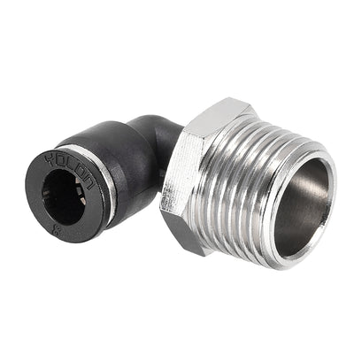 uxcell Uxcell Push to Connect Tube Fitting Male Elbow 8mm Tube OD x 1/2 NPT Thread Pneumatic Air Push Fit Lock Fitting