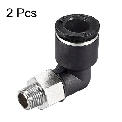 Harfington Uxcell Push to Connect Tube Fitting Male Elbow 10mm Tube OD x 1/8 NPT Thread Pneumatic Air Push Fit Lock Fitting 2pcs