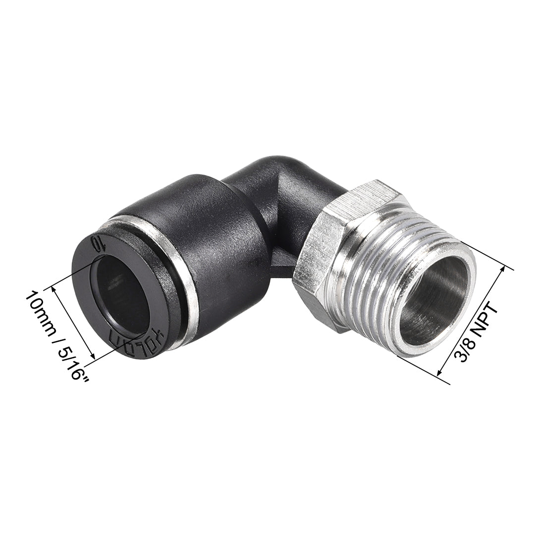uxcell Uxcell Push to Connect Tube Fitting Male Elbow 10mm Tube OD x 3/8 NPT Thread Pneumatic Air Push Fit Lock Fitting 2pcs