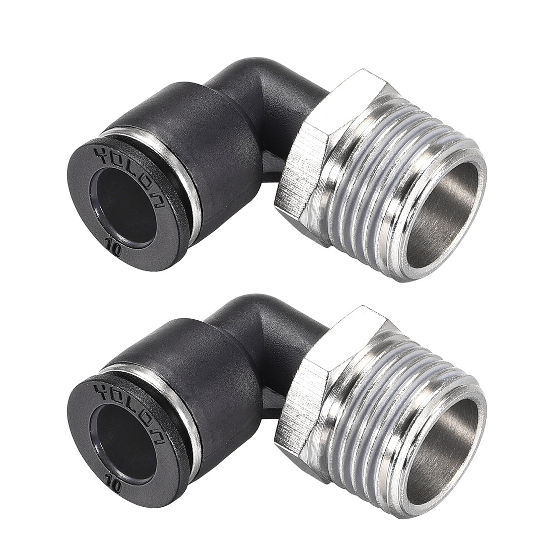 uxcell Uxcell Push to Connect Tube Fitting Male Elbow 10mm Tube OD x 1/2 NPT Thread Pneumatic Air Push Fit Lock Fitting 2pcs