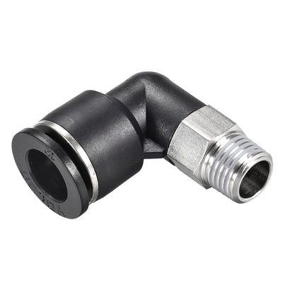 uxcell Uxcell Push to Connect Tube Fitting Male Elbow 12mm Tube OD x 1/4 NPT Thread Pneumatic Air Push Fit Lock Fitting