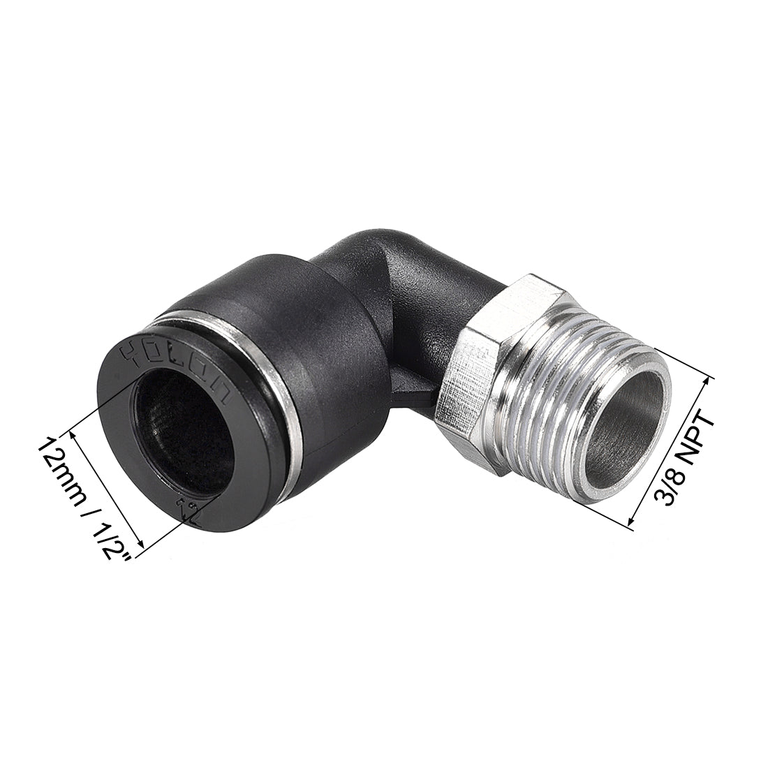 uxcell Uxcell Push to Connect Tube Fitting Male Elbow 12mm Tube OD x 3/8 NPT Thread Pneumatic Air Push Fit Lock Fitting 2pcs