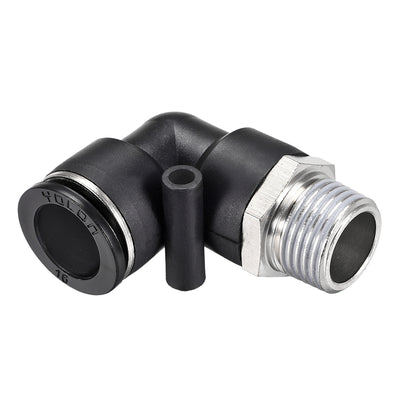 uxcell Uxcell Push to Connect Tube Fitting Male Elbow 16mm Tube OD x 1/2 NPT Thread Pneumatic Air Push Fit Lock Fitting