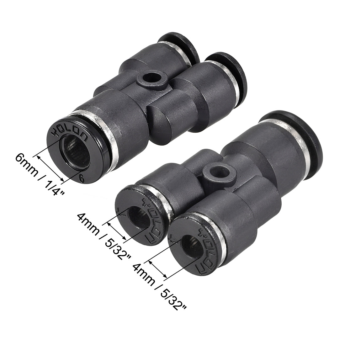 uxcell Uxcell Plastic Connect Y Splitter Push To Tube Fittings 6mm X 4mm OD Push Lock 2pcs