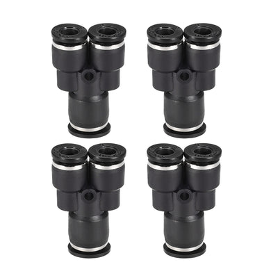 uxcell Uxcell Plastic Connect Y Splitter Push To Tube Fittings 8mm X 6mm OD Push Lock 4pcs