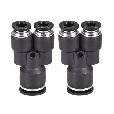 uxcell Uxcell Plastic Connect Y Splitter Push To Tube Fittings 10mm X 6mm OD Push Lock 2pcs
