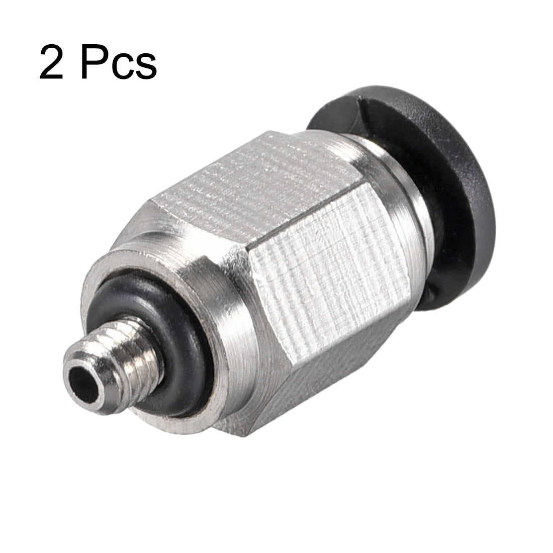 uxcell Uxcell Straight Pneumatic Push to Quick Connect Fittings M3 Male x 4mm Tube OD Silver Tone 2pcs