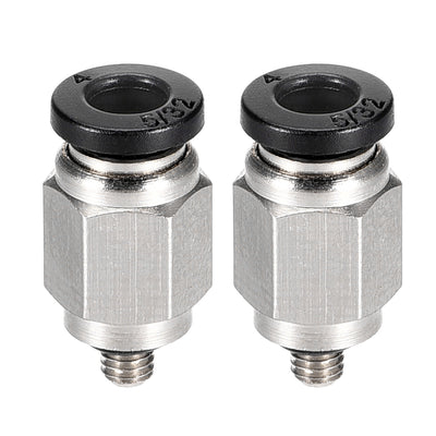 Harfington Uxcell Straight Pneumatic Push to Quick Connect Fittings M3 Male x 4mm Tube OD Silver Tone 2pcs