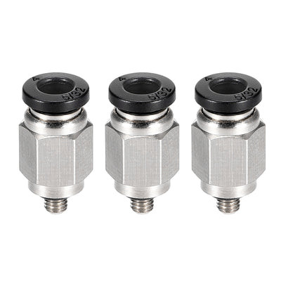 Harfington Uxcell Straight Pneumatic Push to Quick Connect Fittings M3 Male x 4mm Tube OD Silver Tone 3pcs