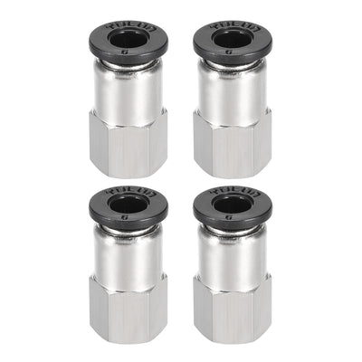 Harfington Uxcell Push to Connect Tube Fitting Adapter 6mm Tube OD x 1/8 PT Female Straight Pneumatic Connecter Pipe Fitting 4pcs
