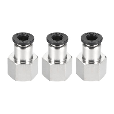 uxcell Uxcell Push to Connect Tube Fitting Adapter 6mm Tube OD x 1/4 BSPT Female Straight Pneumatic Connecter Pipe Fitting 3pcs
