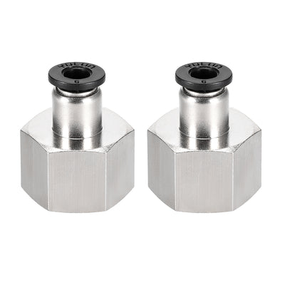 uxcell Uxcell Push to Connect Tube Fitting Adapter 6mm Tube OD x 1/2PT (19mm) Female Straight 2pcs