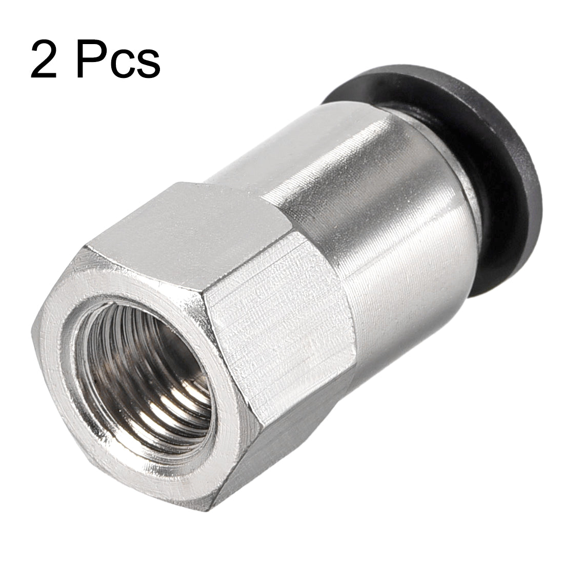 uxcell Uxcell Push to Connect Tube Fitting Adapter 8mm Tube OD x 1/8PT Female Straight 2pcs