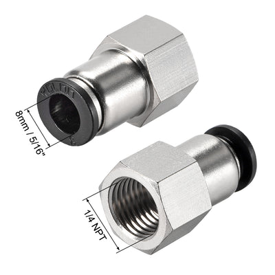 Harfington Uxcell Push to Connect Tube Fitting Adapter 8mm Tube OD x 1/4PT Female Straight 3pcs