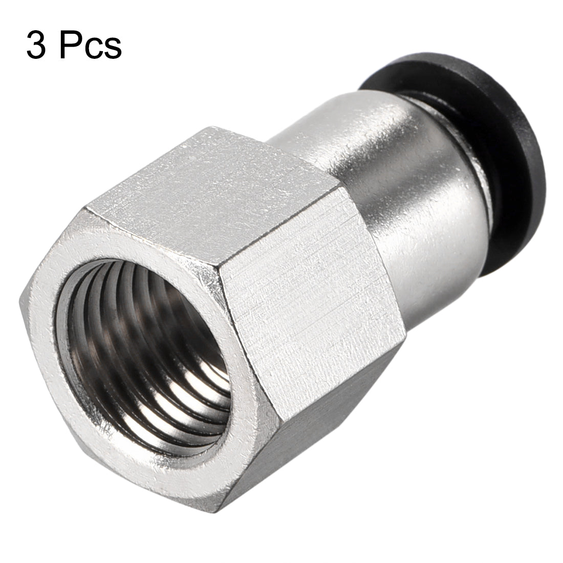uxcell Uxcell Push to Connect Tube Fitting Adapter 8mm Tube OD x 1/4PT Female Straight 3pcs