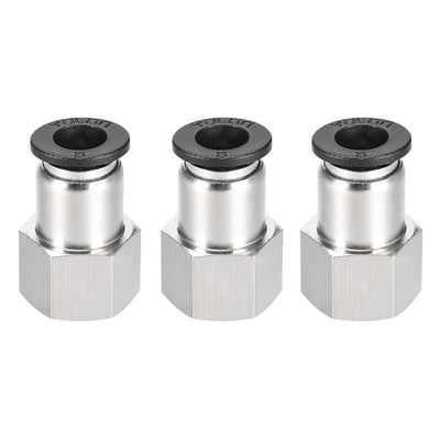 Harfington Uxcell Push to Connect Tube Fitting Adapter 8mm Tube OD x 1/4PT Female Straight 3pcs