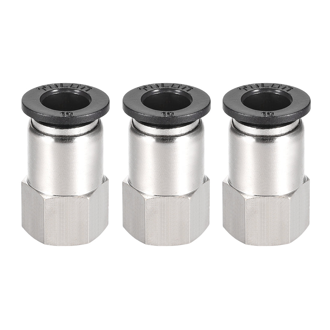 uxcell Uxcell Push to Connect Tube Fitting Adapter 10mm Tube OD x 1/4 BSPT Female Straight Pneumatic Connecter Pipe Fitting 3pcs