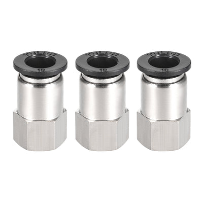 Harfington Uxcell Push to Connect Tube Fitting Adapter 10mm Tube OD x 1/4 BSPT Female Straight Pneumatic Connecter Pipe Fitting 3pcs