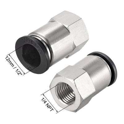 Harfington Uxcell Push to Connect Tube Fitting Adapter 12mm Tube OD x 1/4PT Female Straight 2pcs